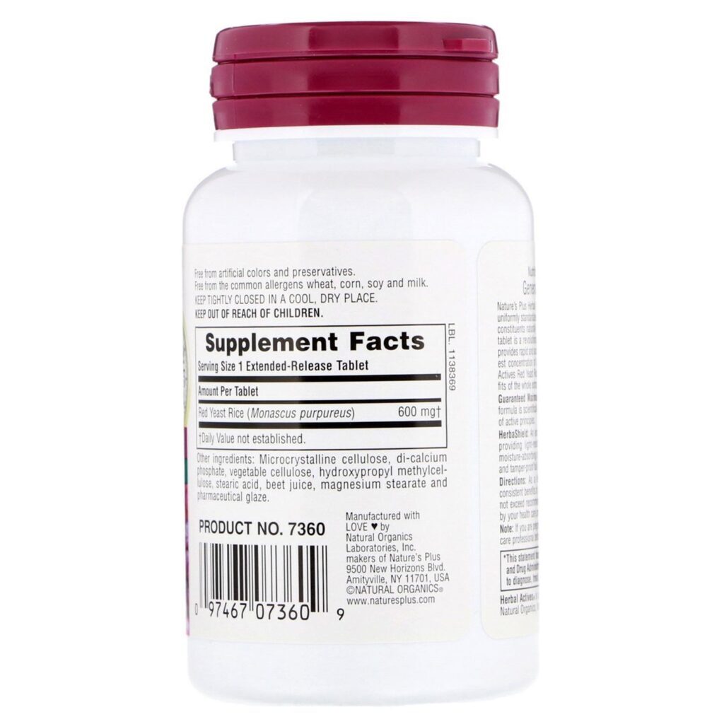 Nature's Plus Levedura de Arroz Vermelho Liberação Prolongada 600mg - 30 Comprimidos - Imagem 2