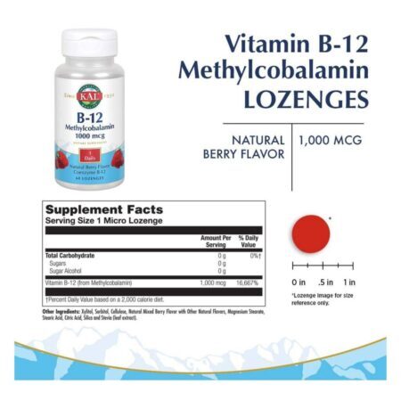 Kal Metilcobalamina 1000 mcg - 60 Pastilhas: Energia e Bem-Estar para o Seu Dia - Imagem 2