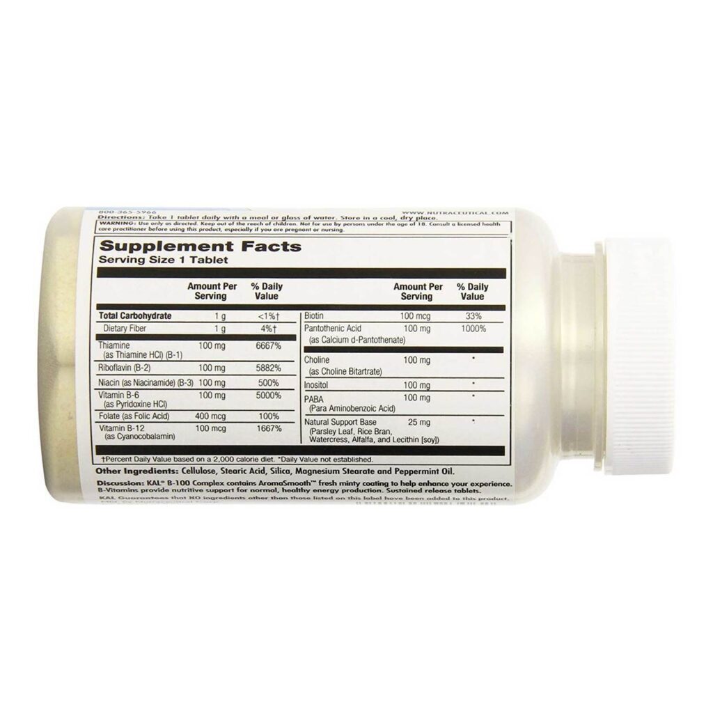 Kal B-100 Complexo de Vitamina B Libertação Sustentada - 60 Tabletes - Imagem 2