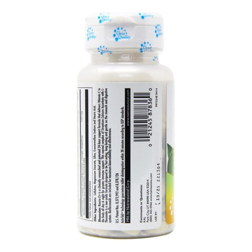 Kal Reacta-C® 500 mg com Bioflavonóides - 90 Tabletes: Reforço para sua Imunidade e Bem-Estar Diário - Imagem 4