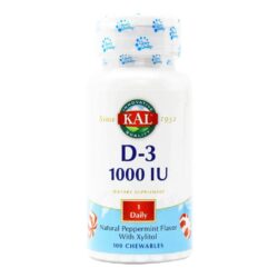 Kal D3 1000 UI Mastigáveis Hortelã-pimenta - 100 Unidades para Sua Saúde Óssea