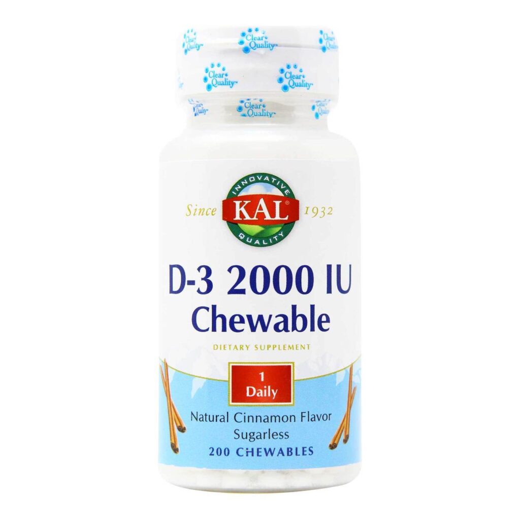 Kal D3 2000 UI Sabor Canela: 200 Pastilhas Mastigáveis para sua Saúde