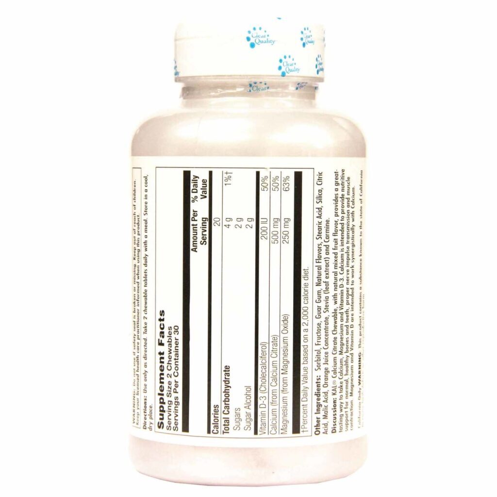 Kal Citrato de Cálcio 500 mg - 60 Pastilhas Mastigáveis Sabor Laranja - Imagem 3