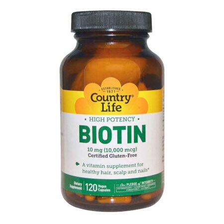 Country Life, Biotina Alta Potência 10 mg - 120 Cápsulas Veganas