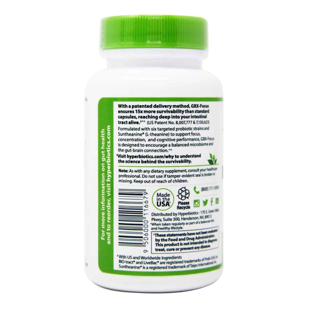 Hyperbiotics GBX-Focus: 60 Comprimidos de Liberação Prolongada para Foco e Concentração - Imagem 3