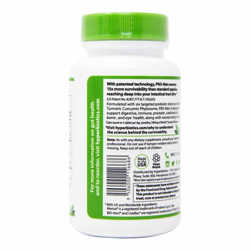 Hyperbiotics PRO-Men: 60 Cápsulas de Liberação Prolongada para Saúde Masculina - Imagem 3