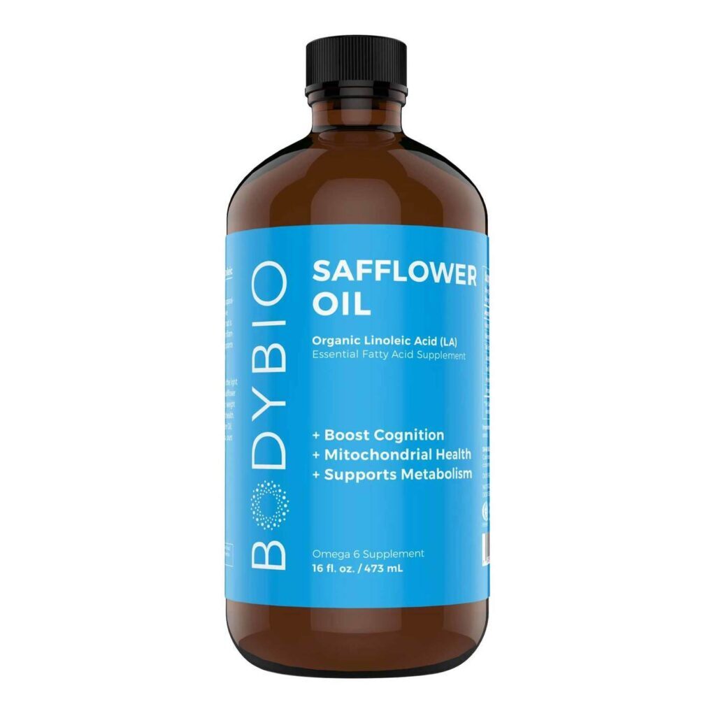 Óleo de Cártamo Orgânico BodyBio Ácido Linoleico Ômega-6 473 ml