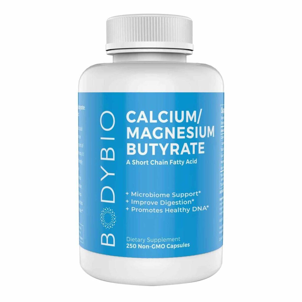 BodyBio® Butirato de Cálcio e Magnésio - 250 Cápsulas Não-GMO para Saúde Intestinal