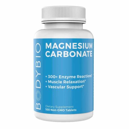 BodyBio Magnesium Carbonate 135 mg - 100 Non-GMO Tablets