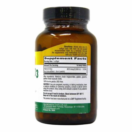 Country Life Vitamin D3 - 200 Softgels - Image 2