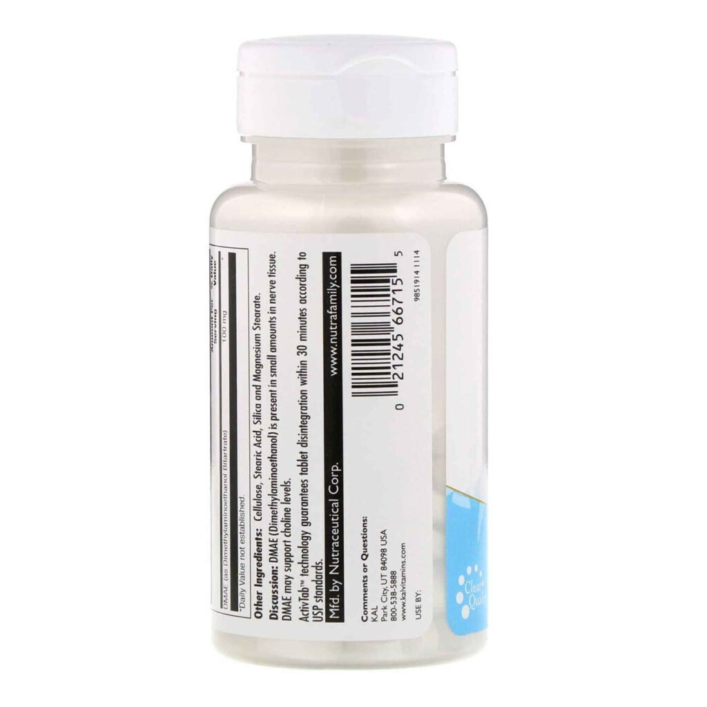Kal DMAE 100 mg - 100 Tabletes para Foco e Clareza Mental - Imagem 3