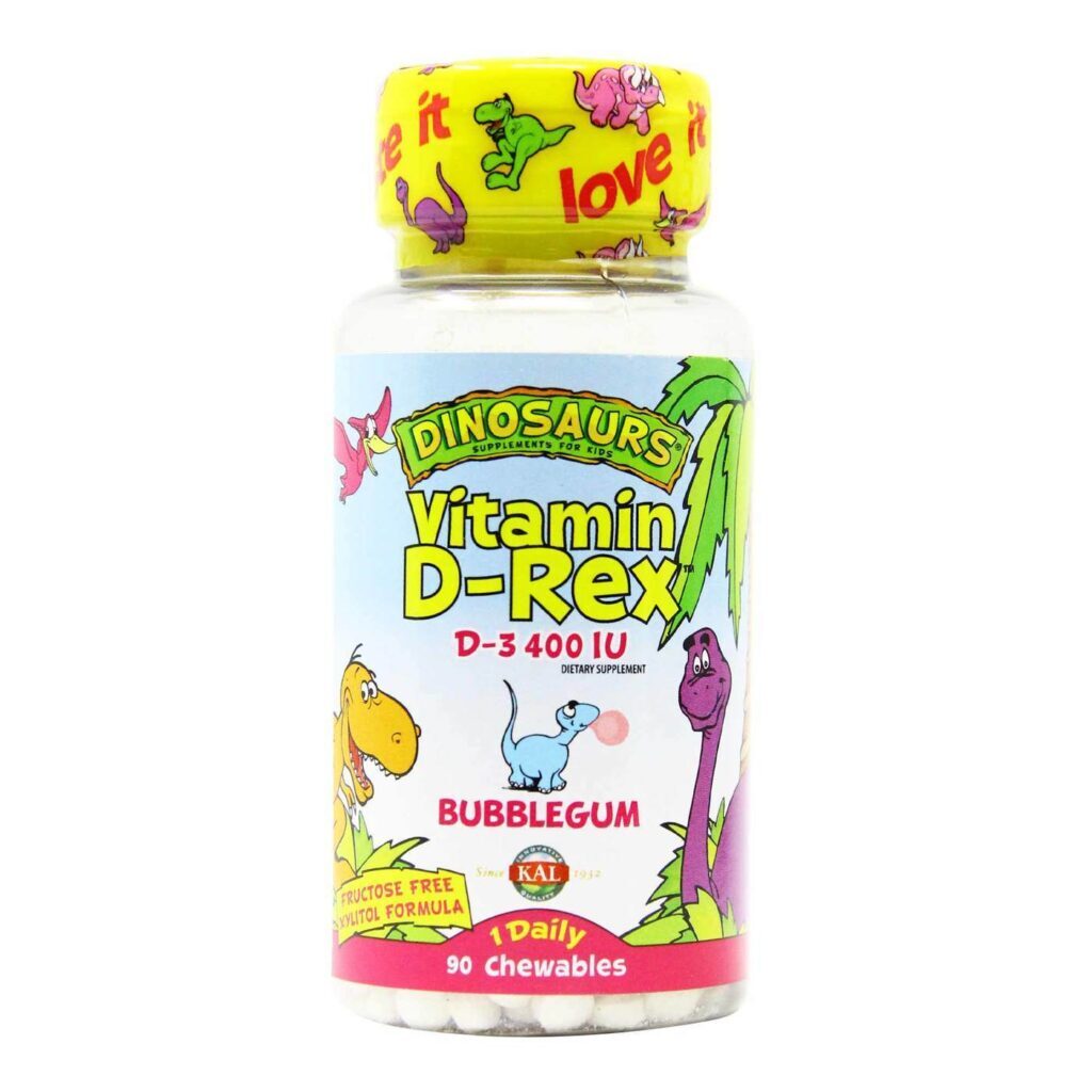 Kal Vitamina D-Rex™ Sabor Chiclé de Bola - 90 Pastilhas Mastigáveis para Crianças