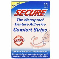 Secure® Adesivos Dentadura Prova D'água - 15 Unidades (Tiras) - Fixação Forte e Duradoura