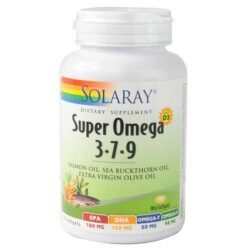 Solaray Super Ômega 3-7-9 com D3 - 120 Mini Cápsulas: Saúde Cardiovascular e Bem-Estar Completo