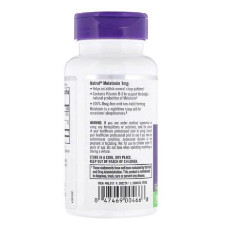 Natrol Melatonina 1 mg 180 Tabletes: Sono Reparador e Bem-Estar - Imagem 3