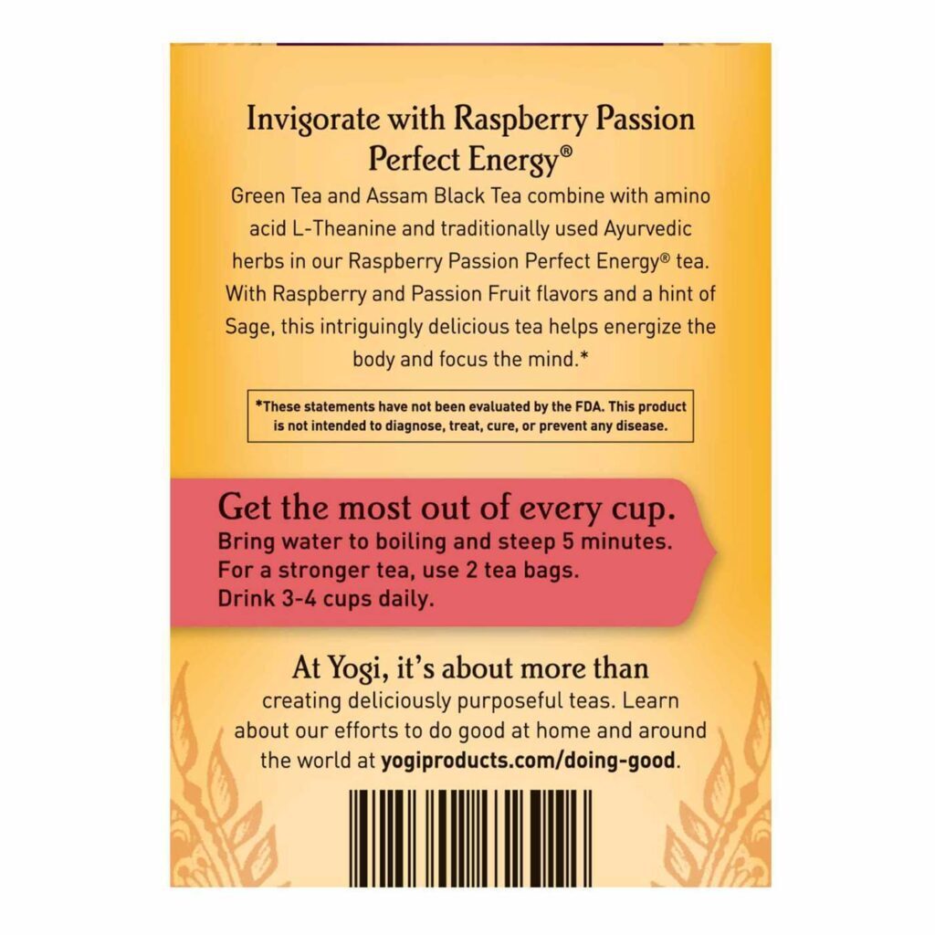 Yogi Tea Chá Energia Perfeita Framboesa Paixão Orgânico - 16 Saquinhos - Imagem 2