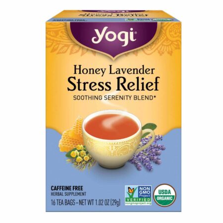 Yogi Tea Organic Teas, Chá Alívio do Stress, Mel e Lavanda - 16 Saquinhos