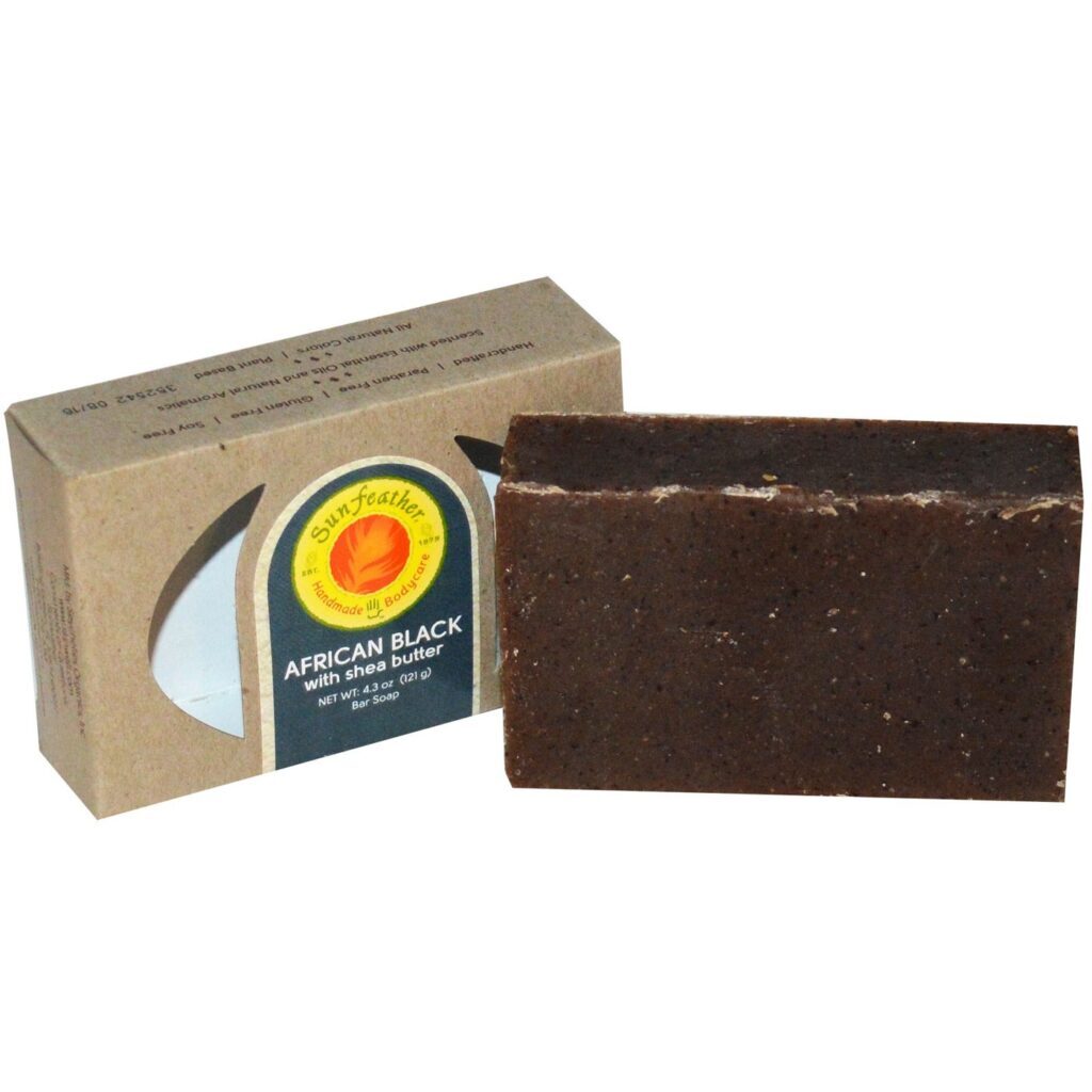 Sunfeather Sabão Preto Africano Puro - 121g (4,3 oz) | Higiene e Bem-Estar Natural