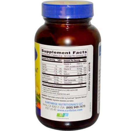 Earthrise, Spirulina Natural® - 180 Tabletes - Image 2