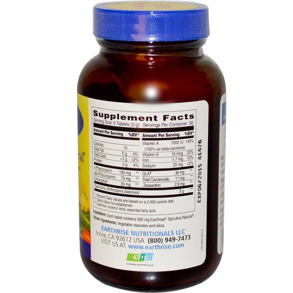 Earthrise Spirulina Natural® 180 Tabletes: Sua Dose Diária de Nutrição e Energia no Brasil - Imagem 2