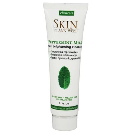 Skin by Ann Webb, Leite de Hortelã-Pimenta para uma Pele Limpa e com Brilho Natural - 2 fl oz