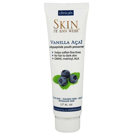 Skin by Ann Webb Vanilla Açaí Polypeptide Juventude Preservador Natural 1,7 onças