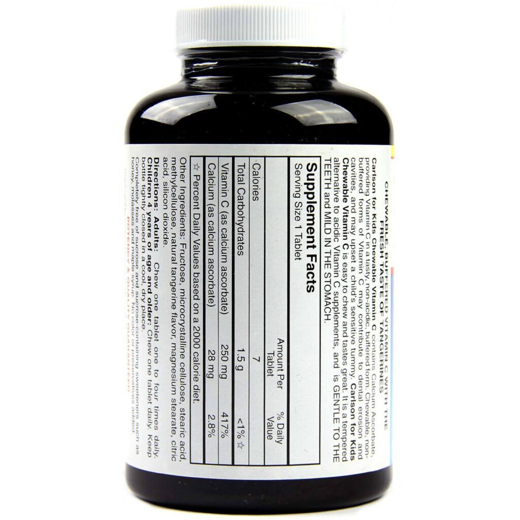 Vitamina C Mastigável Carlson Labs Tangerina 120 Tabletes - Imunidade e Bem-Estar - Imagem 2