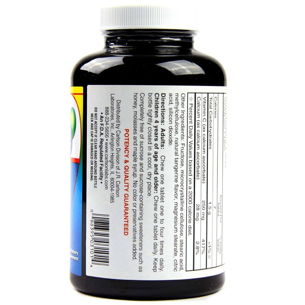 Vitamina C Mastigável Carlson Labs Tangerina 120 Tabletes - Imunidade e Bem-Estar - Imagem 3