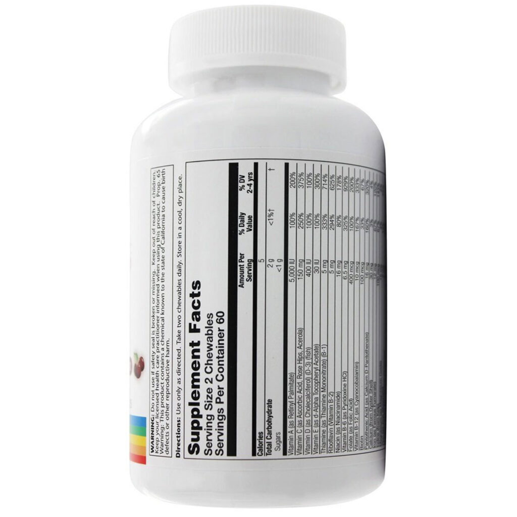 Solaray Multivitamínico Infantil Mastigável Sabor Cereja - 120 Unidades - Imagem 2