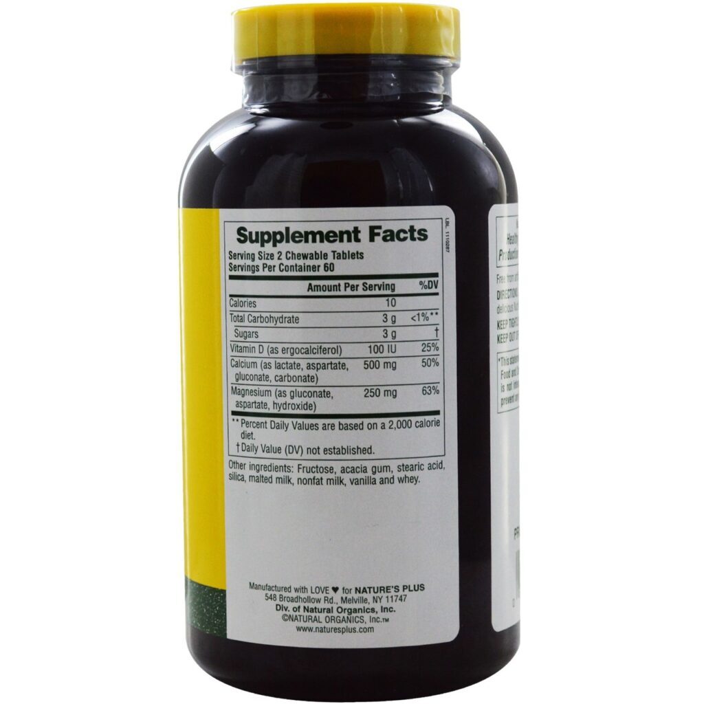 Nature's Plus Nutri-Cal Hearts: Cálcio, Magnésio e Vitamina D - 120 Pastilhas Mastigáveis para Ossos Fortes - Imagem 2