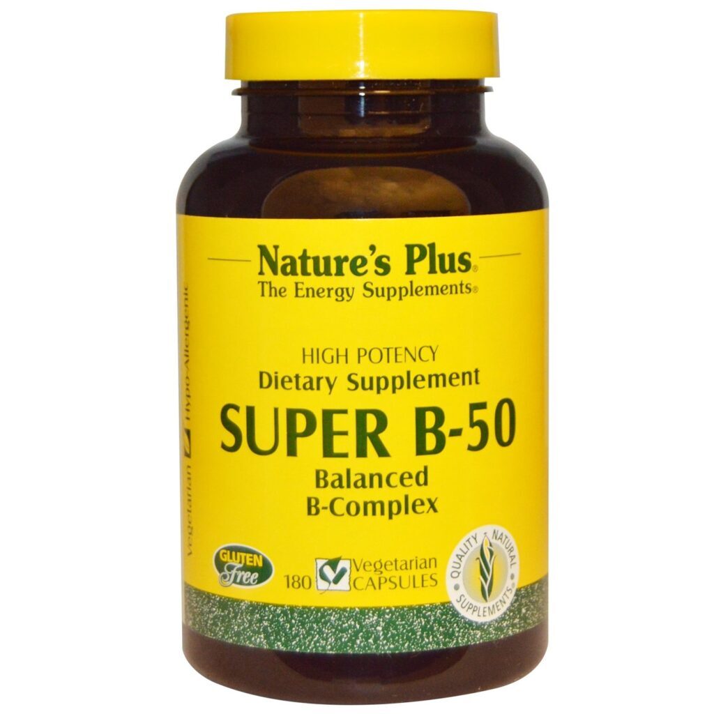 Nature's Plus Super B-50: Complexo de Vitaminas B para Energia e Bem-Estar - 180 Cápsulas Vegetarianas