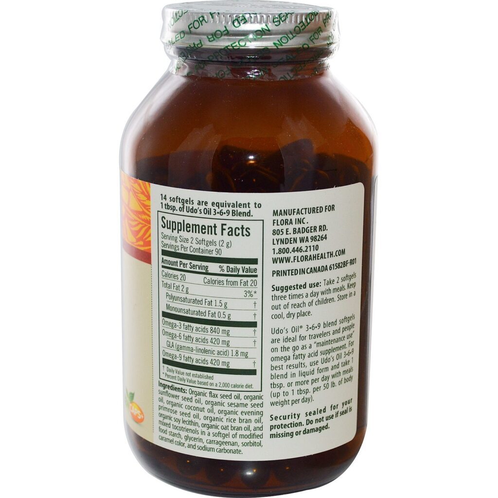 Flora Udo's Oil Mistura de Ômega 3-6-9 - 180 Cápsulas em Gel para Saúde Integral - Imagem 2