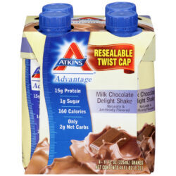 Atkins Advantage Milk Shake Chocolate – 4 Shakes 325mL Cada: Sabor Intenso e Nutrição