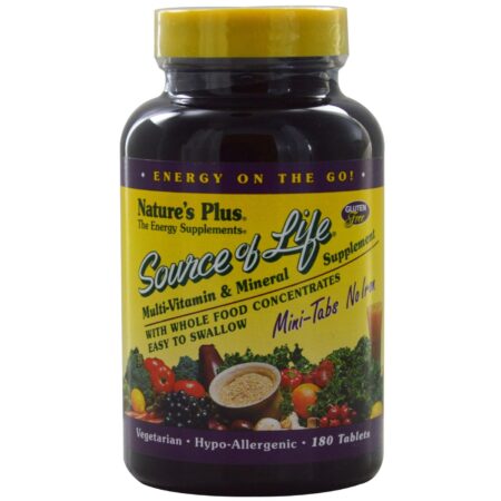 Nature's Plus, Source of Life® Multivitamínico Sem Ferro - 180 Mini Tabletes