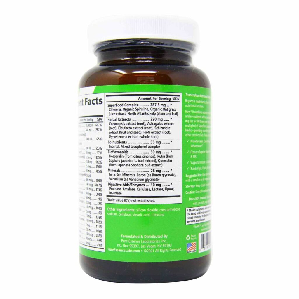 Pure Essence Labs One'n'Only Multivitamínico - 90 Tabletes: Energia e Vitalidade Essenciais - Imagem 3