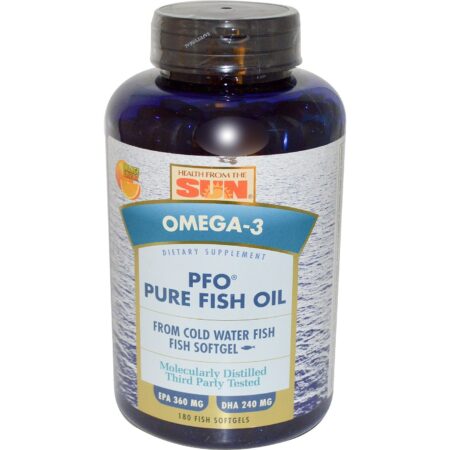 Health From the Sun, PFO® Óleo de Peixe Puro, Sabor Laranja - 180 Cápsulas