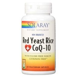 Solaray Levedura de Arroz Vermelho e CoQ10 - 60 Cápsulas Vegetarianas para Saúde Cardiovascular