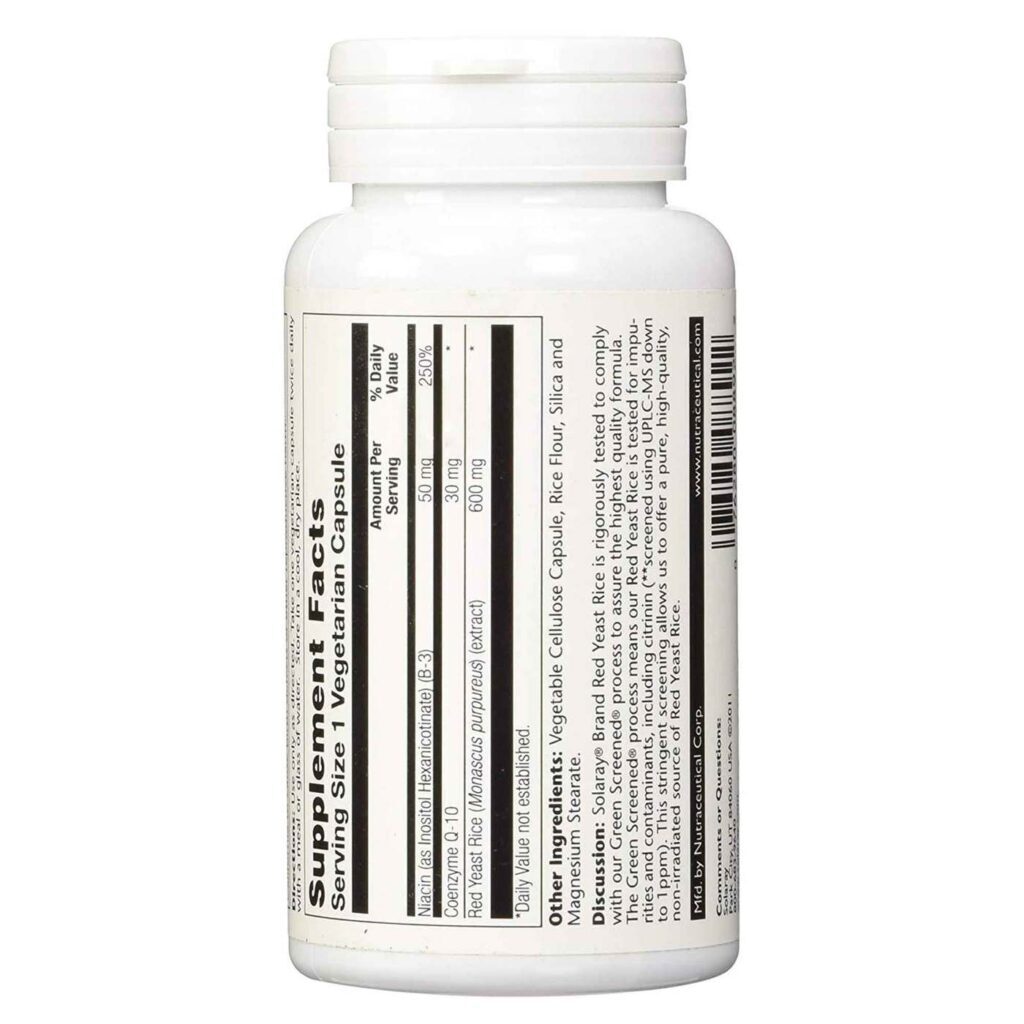 Solaray Levedura de Arroz Vermelho e CoQ10 - 60 Cápsulas Vegetarianas para Saúde Cardiovascular - Imagem 3
