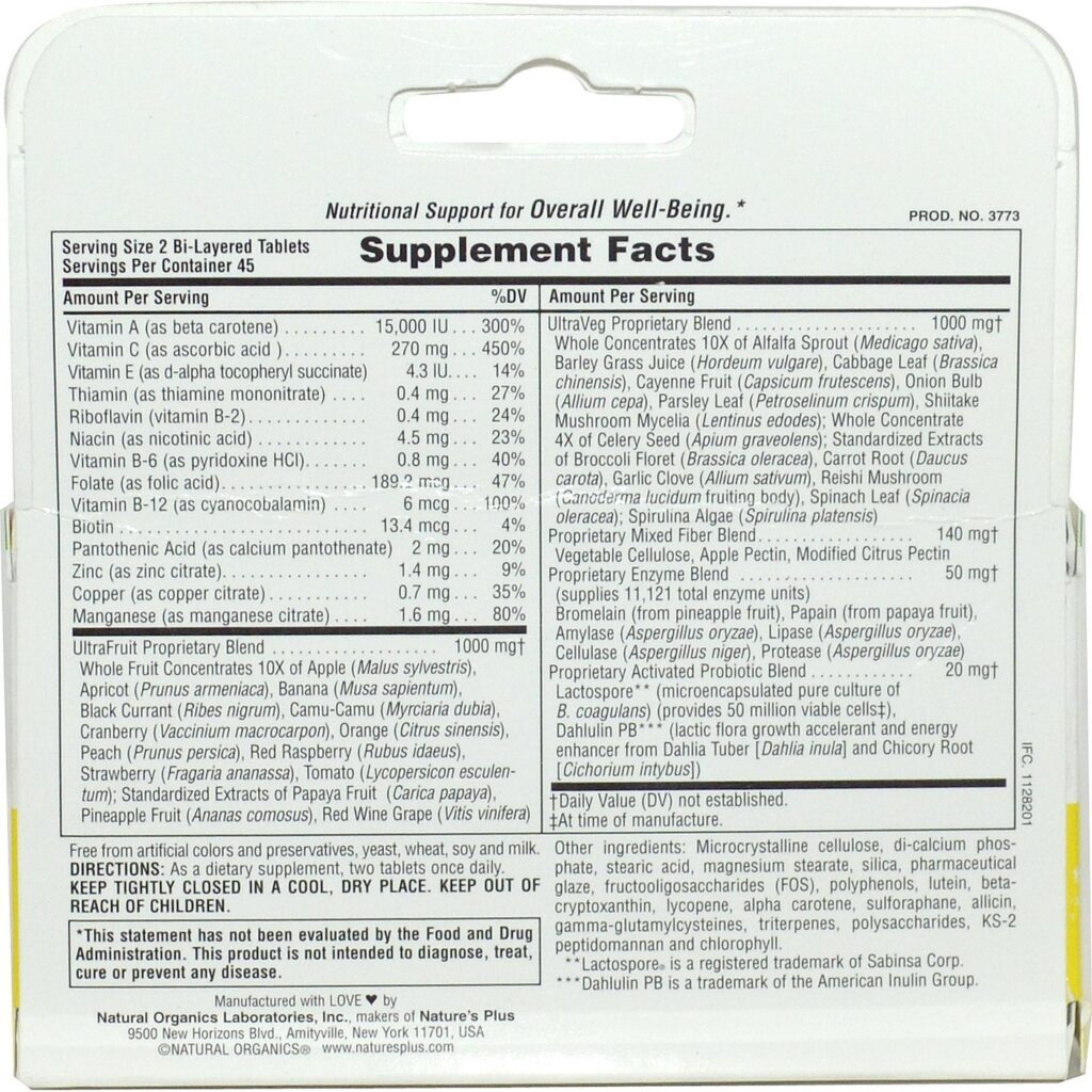 Nature's Plus Ultra Juice Multivitamínico 90 Tabletes - Saúde Completa - Imagem 2