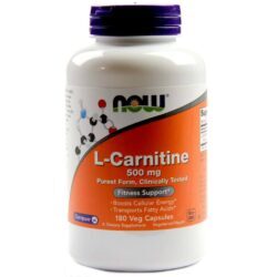Now Foods L-Carnitina 500 mg - 180 Cápsulas Vegetarianas | Energia e Metabolismo
