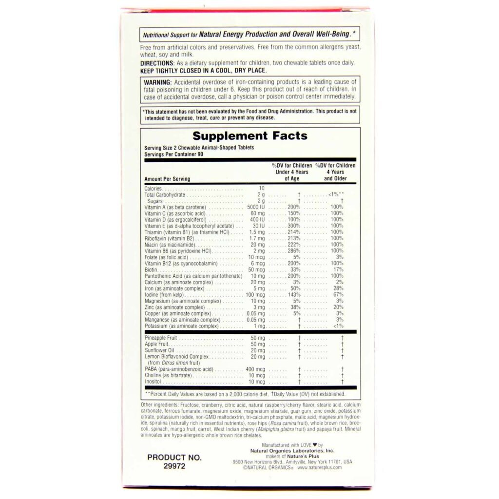 Nature's Plus Animal Parade® Multivitamínico 180 Gomas Mastigáveis - Nutrição Infantil Completa - Imagem 2