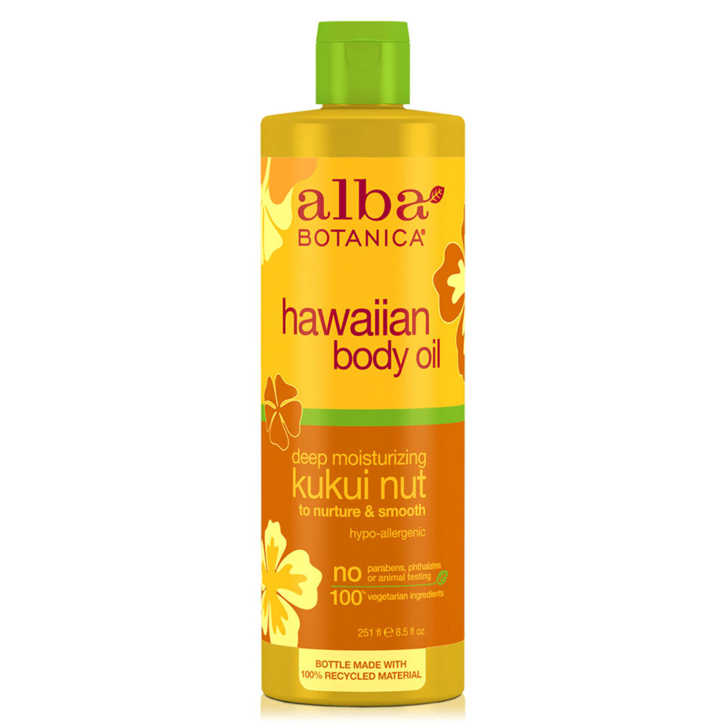 Alba Botanica Óleo de Massagem Kukui Nut Orgânico 240ml (8,5 oz) - Nutrição e Hidratação Profunda