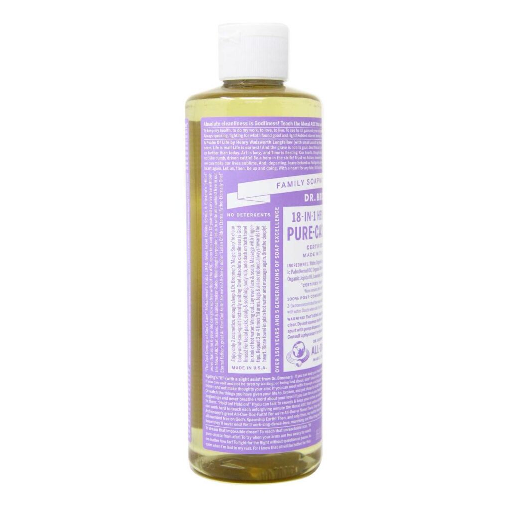 Sabonete Líquido Dr. Bronner's Pure Lavender Castela 473ml: Limpeza Versátil e Natural para seu Dia a Dia - Imagem 4