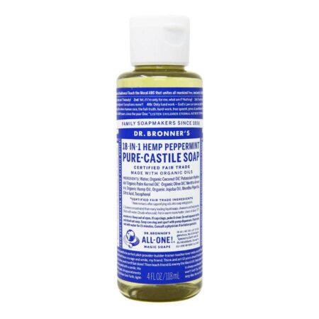 Dr Bronner Hortelã-pimenta Oil Pure Castela Soap Hortelã-pimenta 4 fl oz