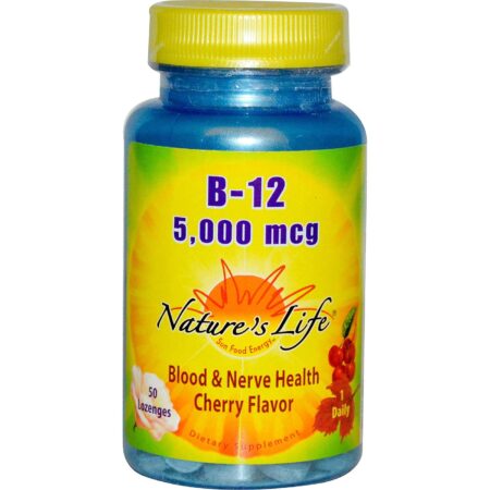 Nature's Life B-12 5000 mcg de cereja 50 Pastilhas