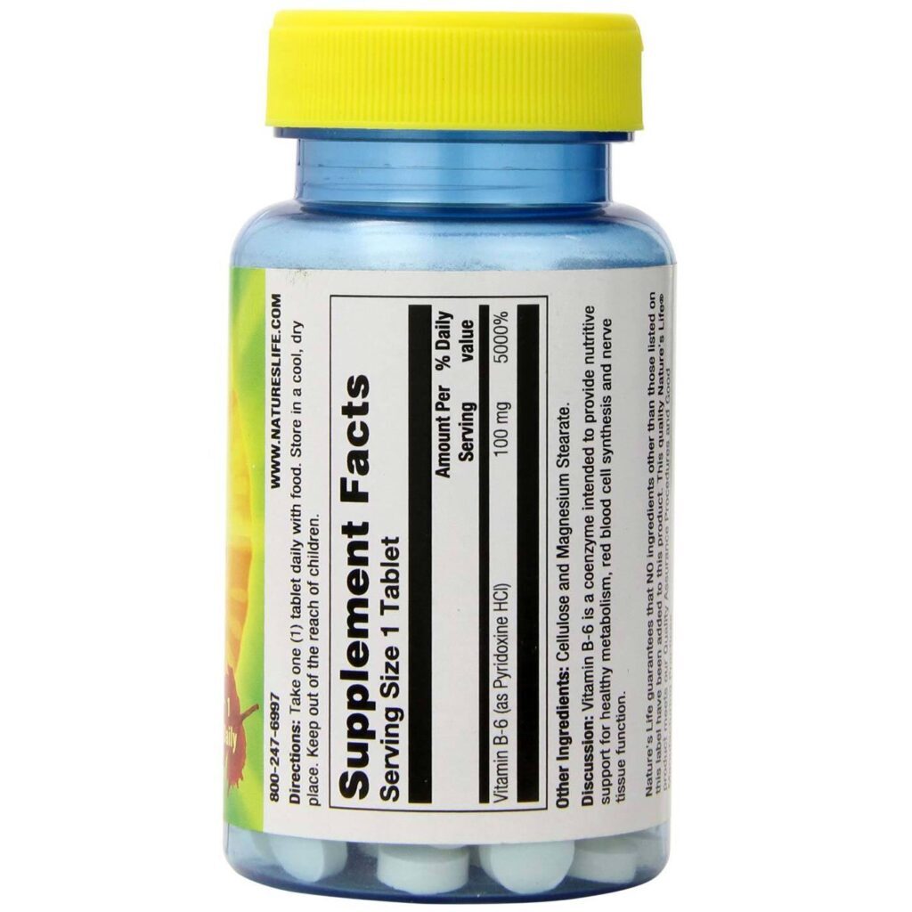Nature's Life Vitamina B6 100 mg 50 Tabletes - Essencial para o Bem-Estar - Imagem 2