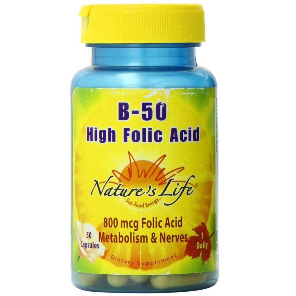 Nature's Life B-50 Ácido Fólico Alta Potência 50 Cápsulas - Saúde e Energia
