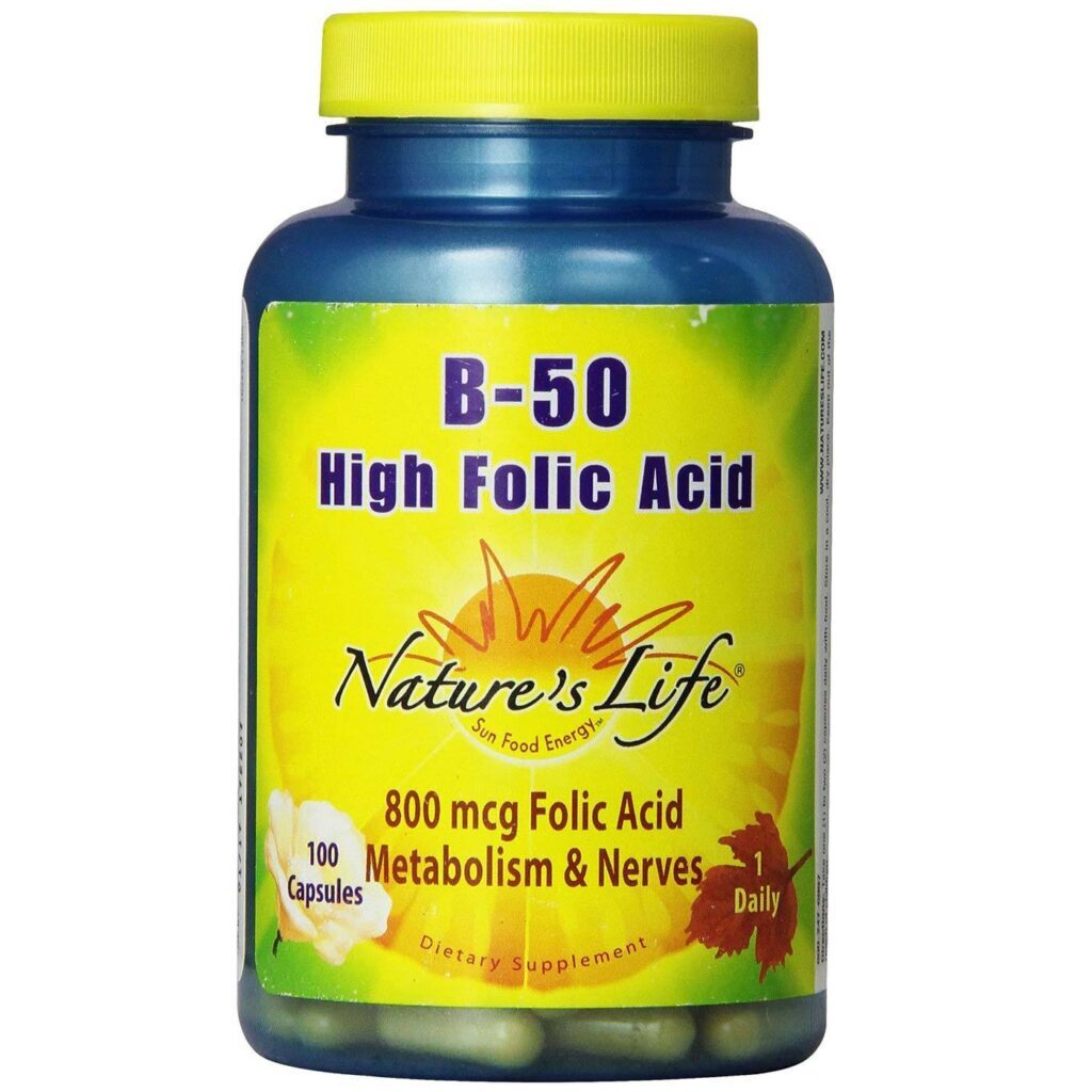 Nature's Life B-50 Ácido Fólico 100 Cápsulas - Essencial para sua Saúde