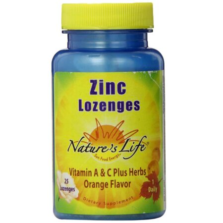 Nature's Life, Pastilhas de Zinco, Laranja - 25 Pastilhas