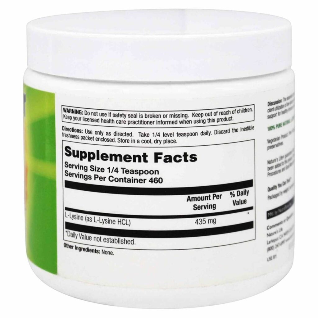 Nature's Life L-Lisina em Pó Sem Sabor 200g: Essencial para Sua Saúde e Bem-Estar - Imagem 3